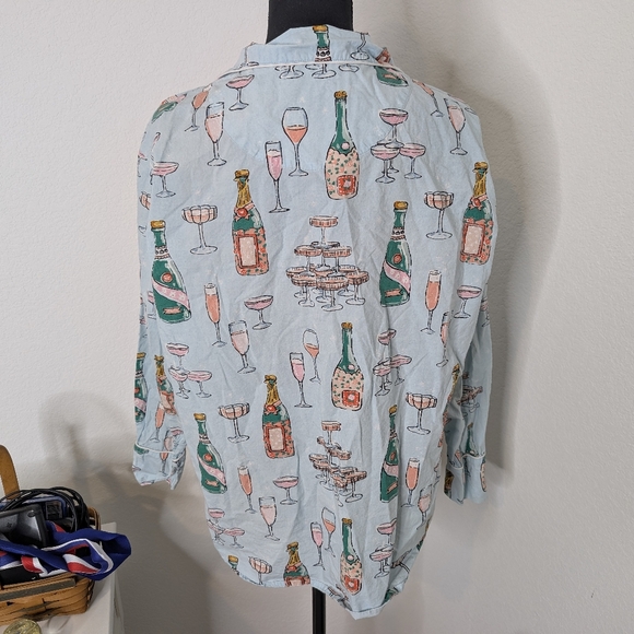 PRINTFRESH champagne tower long tall pajama set in blue - Picture 7 of 16